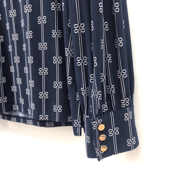 Intrepid Blue Printed Split-Neck Top M - Picture 8 of 10